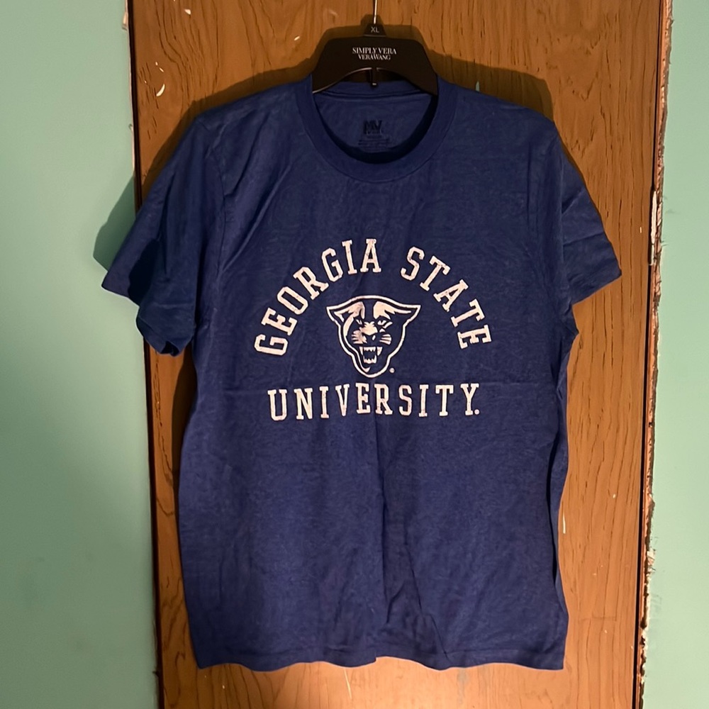 Medium blue, Georgia State University shirt